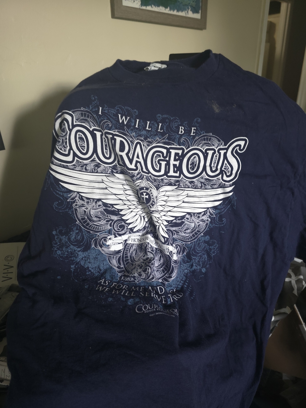 Courageous Movie Graphic Crew Neck T-Shirt - Navy Blue